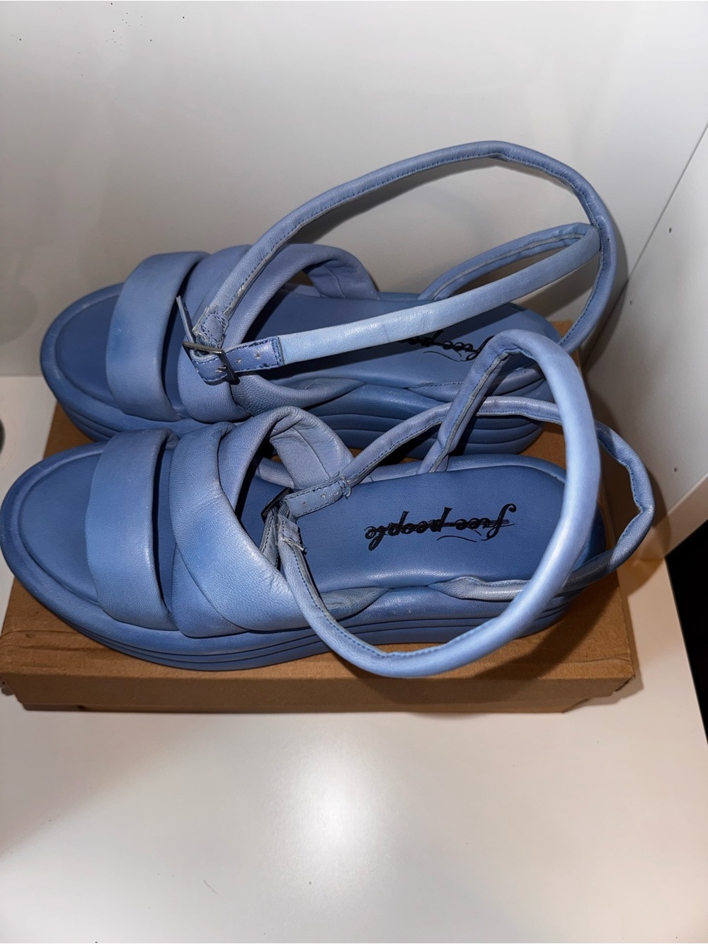Free People Harper Platform Sandals in Carnival Cobalt Blue Size 9, 39.5 - Picture 4 of 11